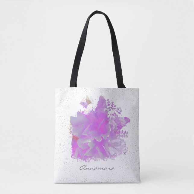 Bolsa Tote *~* Pink Peony Painting Art Butterfly Baby AR3 (Frente)