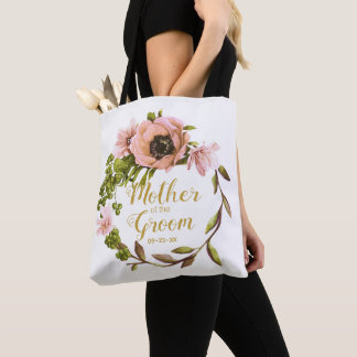Bolsa Tote Pink Peony Wreath Mãe do Groom ID456