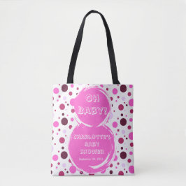 Bolsa Tote Pink polka dot baby shower