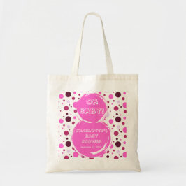 Bolsa Tote Pink polka dot baby shower
