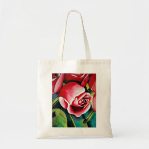 Bolsa Tote Pink Rosebud aquarela pintura a cores flor