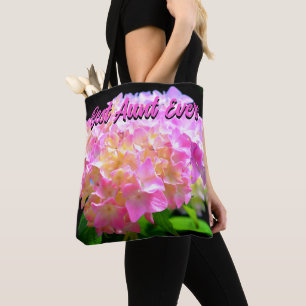 Bolsa Tote Pink roxo laranja hydrangs é a melhor tia de sempr