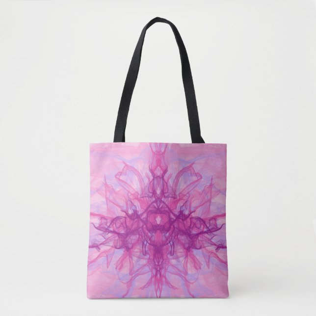 Bolsa Tote PINK SMOKE - Arte Fractal Moderna e abstrato - (Frente)