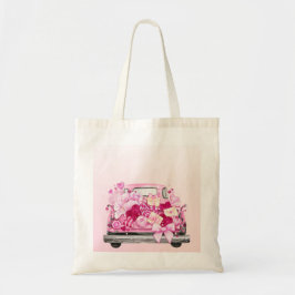 Bolsa Tote Pink Valentine Truck Watercolor Design