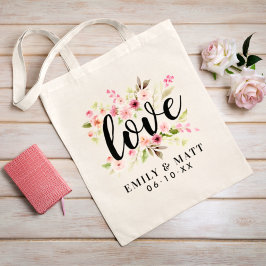 Bolsa Tote Pink Watercolor Flowers Casamento Monograma