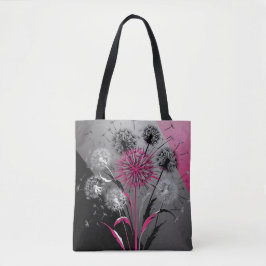 Bolsa Tote Pink, White Black Dandelions