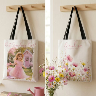 Bolsa Tote Pink Wildflower Grandma