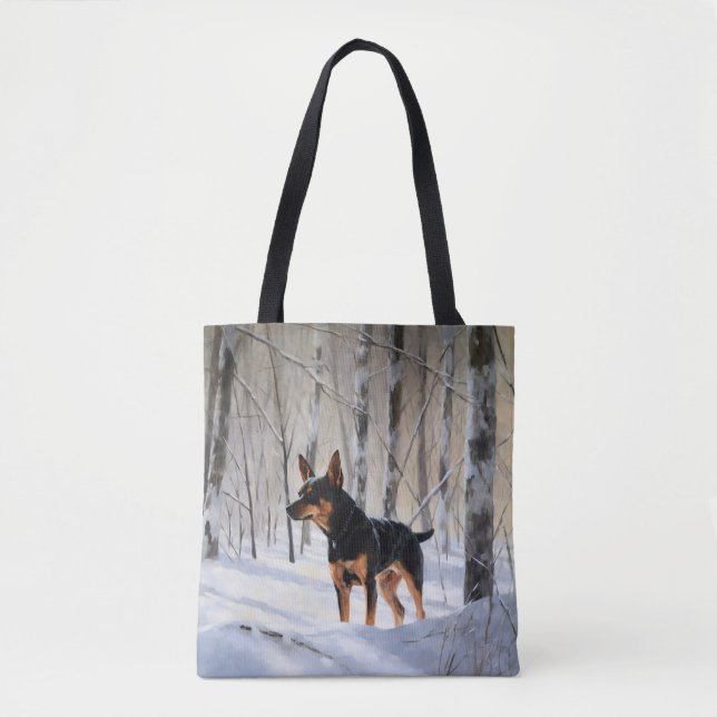 Bolsa Tote Pinscher Miniatura Deixe Nevar Natal (Frente)