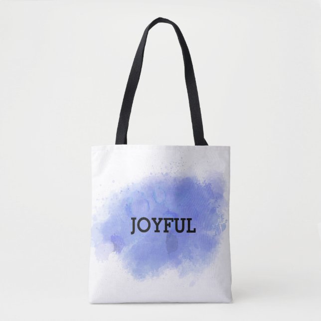 Bolsa Tote Pinta de Aquarela Roxa - Joyful (Frente)
