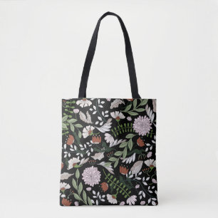 Bolsa Tote Pintadas Mãos Antigas Flores De Engrenagem