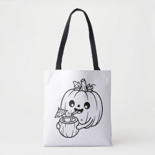 Bolsa Tote Pinte seu próprio Abóbora Kawaii Coco Verão