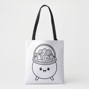 Bolsa Tote Pinte Seu Próprio Cauldron Kawaii de Areia e Conch