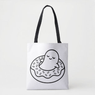 Bolsa Tote Pinte seu próprio fantasma Kawaii Donut Floatie