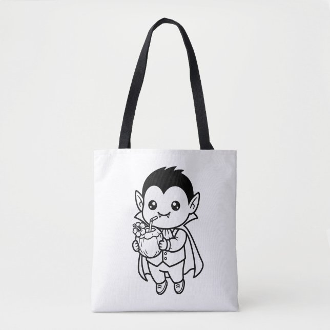 Bolsa Tote Pinte seu próprio Kawaii Vampiro Coco Tropical (Frente)