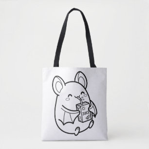 Bolsa Tote Pinte Você Mesmo Caixa de Suco de Morcego Kawaii d