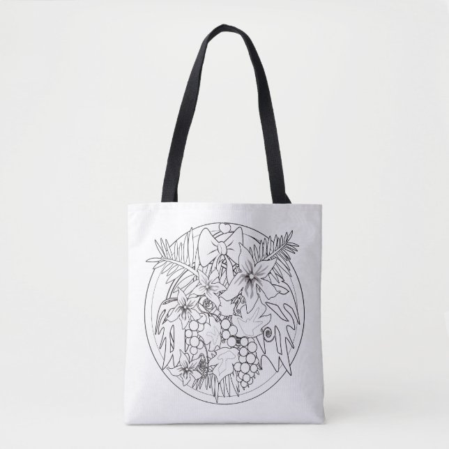 Bolsa Tote Pinte você mesmo um padrão tropical (Frente)
