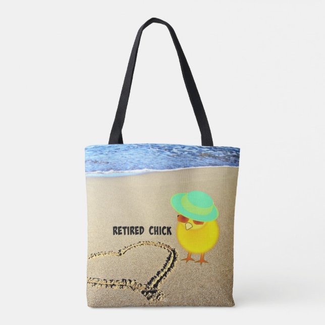Bolsa Tote Pintinho aposentado na praia (Verso)