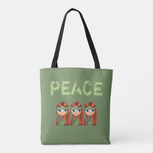 Bolsa Tote Pintinho da Peace Hippie Girl em banda larga verde