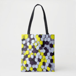 Bolsa Tote Pintinho HexaPop Preto, Branco e Amarelo
