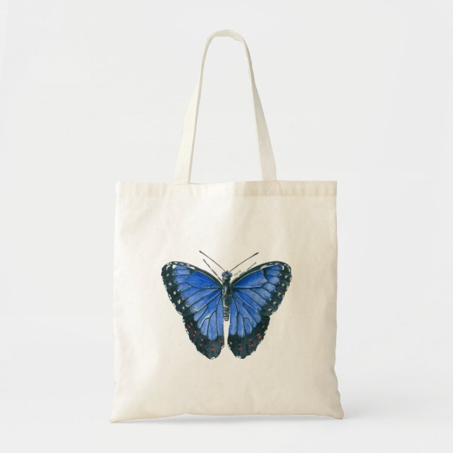 Bolsa Tote Pintor aquoso da borboleta Azul Morpho (Frente)