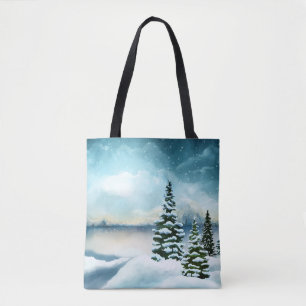 Bolsa Tote Pintor Cênico Winter Wonderland Watercolor