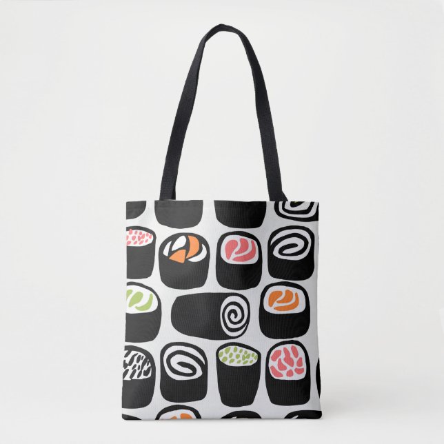 Bolsa Tote Pintou um padrão sem costura manual com comida asi (Frente)