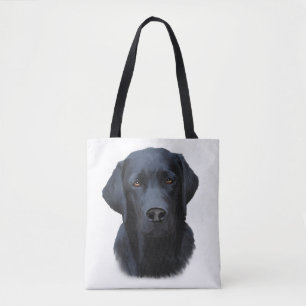 Bolsa Tote Pintura a cores da água do cão preto Labrador