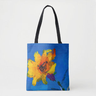 Bolsa Tote Pintura a óleo de textura de flores, Art Painted w
