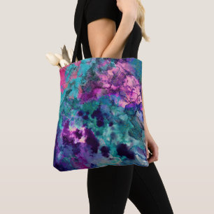 Bolsa Tote Pintura Abstrata Cósmica de Cores em Aquarela Tint