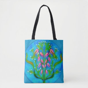 Bolsa Tote Pintura Acrílica de Flores de Praia