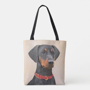Bolsa Tote Pintura Alemã Pinscher Pintura Original Arte Anima