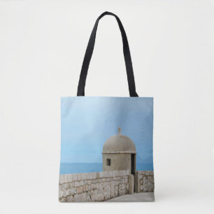 Bolsa Tote Pintura aquosa da parede da cidade de Dubrovnik