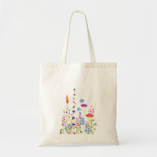 Bolsa Tote pintura aquosa de flores selvagens coloridas