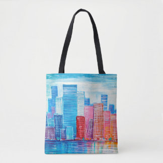 Bolsa Tote Pintura artística de arranha-céus. estilo abstrato