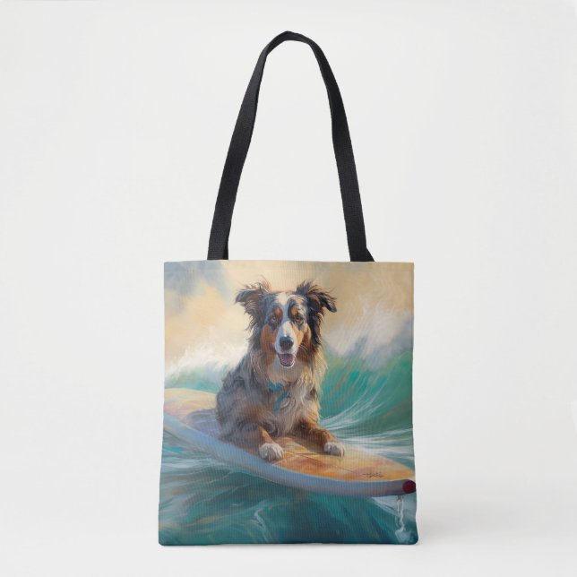 Bolsa Tote Pintura Australiana de Surfe em Praia (Frente)