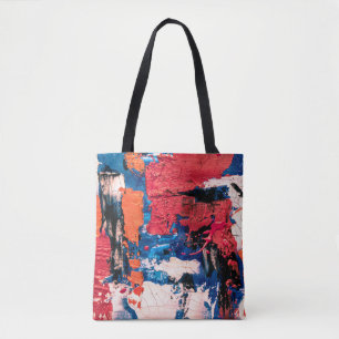 Bolsa Tote Pintura azul, laranja, vermelha e preta