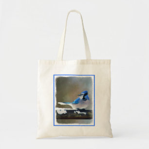 Bolsa Tote Pintura Blue Jay - Arte Original para Pássaros