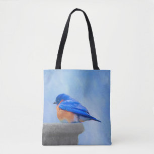 Bolsa Tote Pintura Bluebird - Arte Original para Pássaros