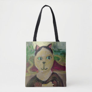 Bolsa Tote Pintura Clássica De Gato Meowna Mona Lisa Divertid