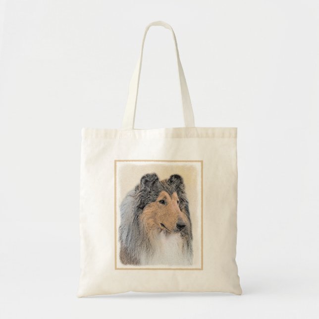 Bolsa Tote Pintura Collie (Rough) - Arte Cachorra Original (Frente)