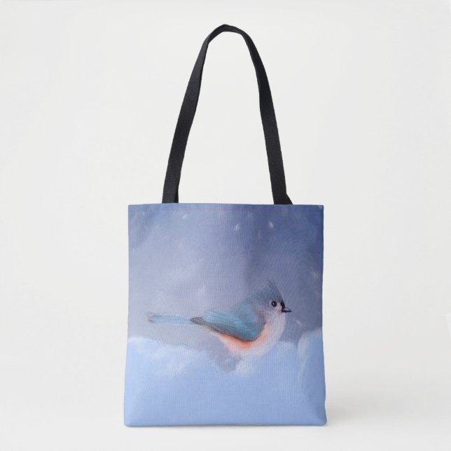 Bolsa Tote Pintura com Titmouse Tufado - Arte Cachorra Origin (Frente)