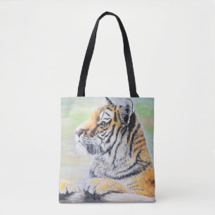 Bolsa Tote Pintura curiosa de Tigre