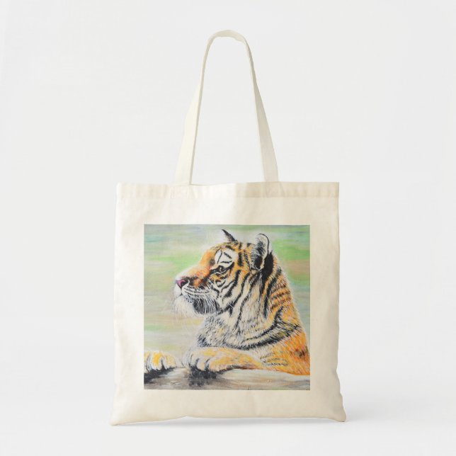Bolsa Tote Pintura curiosa do Tigre (Frente)