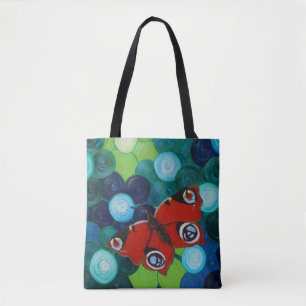Bolsa Tote Pintura da Borboleta de Peacock