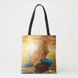 Bolsa Tote Pintura da sereia sunset