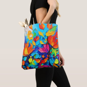 Bolsa Tote Pintura da Sinfonia Floral Vibrante