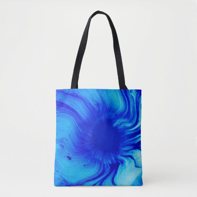 Bolsa Tote Pintura de abstrato azul e lacrimogêneo (Frente)