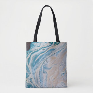 Bolsa Tote Pintura de abstrato branco e azul