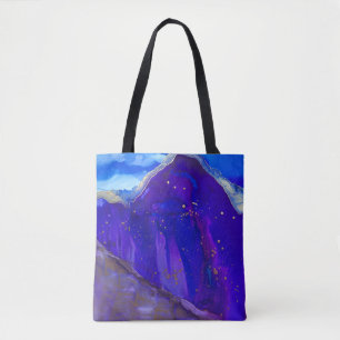 Bolsa Tote Pintura de abstrato branco e azul