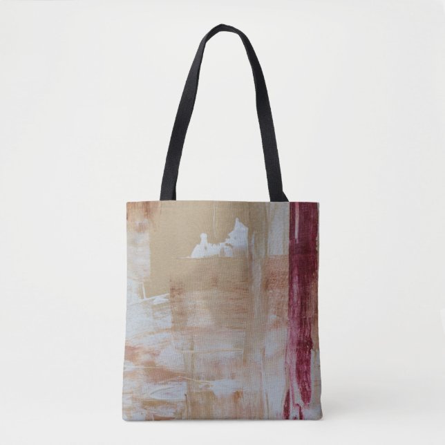 Bolsa Tote Pintura de abstrato branco e castanho (Frente)